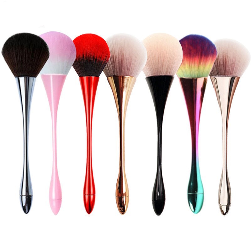 Hot Selling Custom Logo Makeup Blush Rainbow Large Face Cosmetic Nail Cleaner Big Fluffy Soft Loose Powder Brush