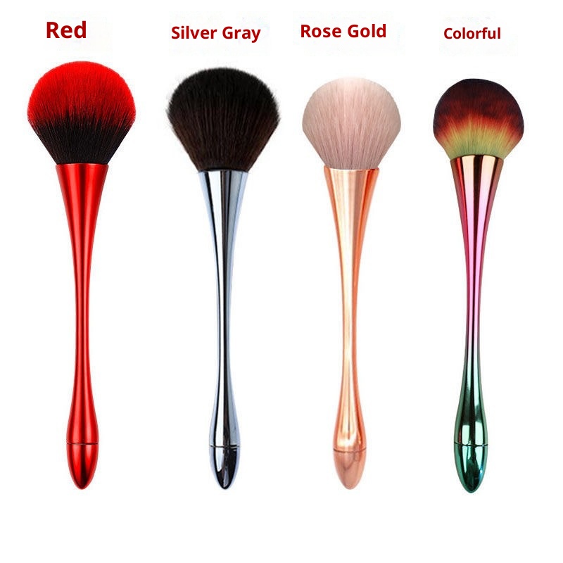 Hot Selling Custom Logo Makeup Blush Rainbow Large Face Cosmetic Nail Cleaner Big Fluffy Soft Loose Powder Brush