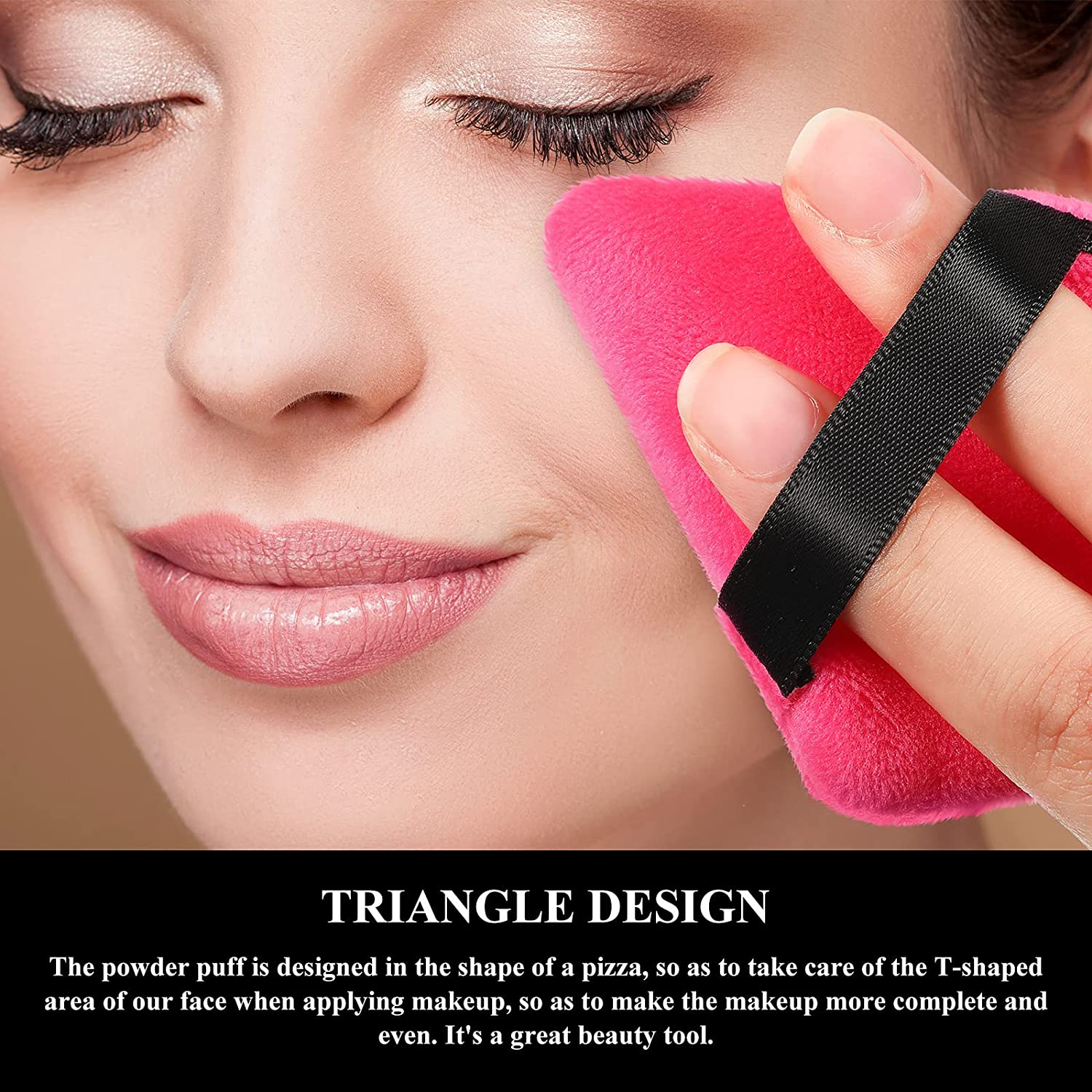 Triangle Velvet Powder Puff Heart Velvet Satin Air Cushion Makeup Sponge Powder Puff for Foundation Highlighting Powder