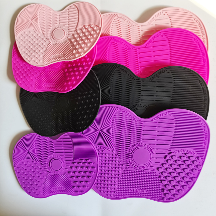 Facial Custom Wholesale Beauty Sponge Apple Shaped Silicone Makeup Brush Cleaning Mats Portable Brushes Tool Cleans Pads Suction