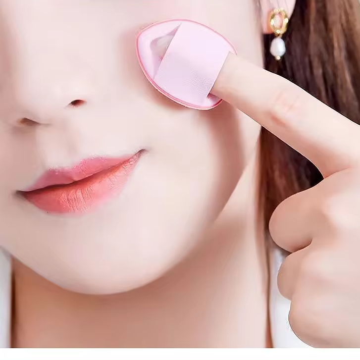 Wholesale Custom Portable Mini Finger Powder Puff Wet and Dry Soft Makeup Sponge Powder Puff