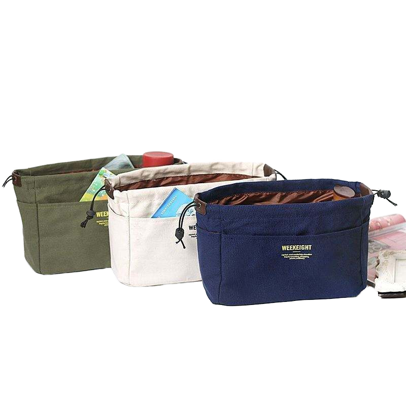 Portable Multifunctional Travel Organizer Bag Multiple Pockets Eco-friendly Water Resistant Canvas Cosmetic Bag