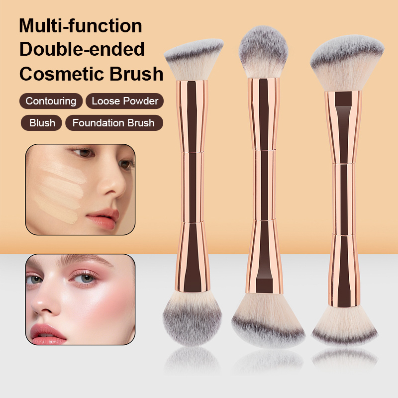 LOW MOQ Double-Sided Single Portable Vegan Kabuki Mineral Powder Brush Bb Cream Powder Foundation Blush Brush