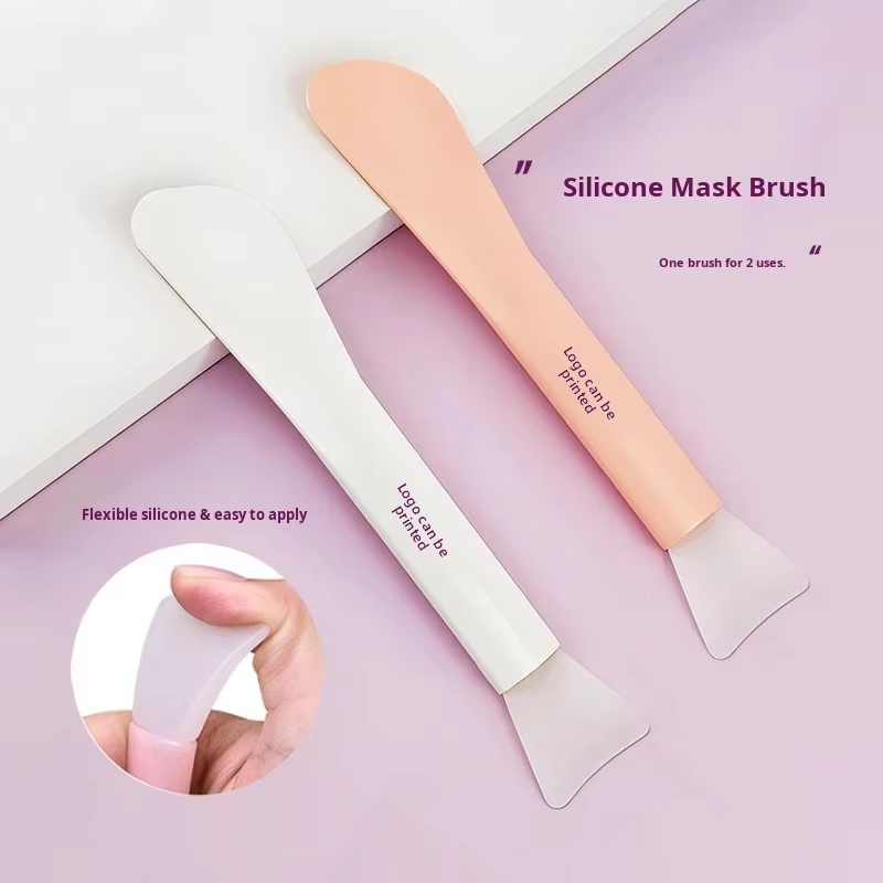 Professional Silicone Dual-Headed Flat Mask Mud Applicator Single Facial Makeup Brush Scraper with Integrated Handle Beauty Tool