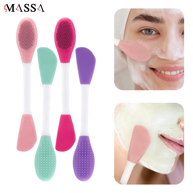 MASSA 2-in-1 Silicone Face Brush Double-Ended Facial Cleansing Mask Clay Brush Mask Applicator Makeup Tools Cleaner