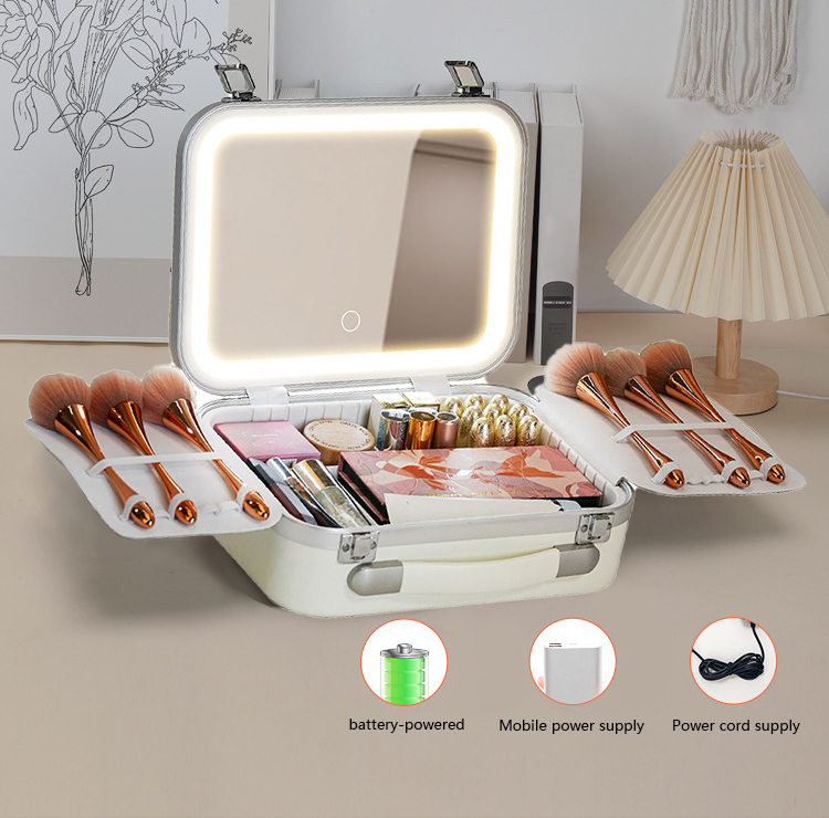 Hard Beauty Case Large Mirror Capacity Cosmetic Organizer Custom Hand Bag Travel Makeup Train Brush Storage Bag Case