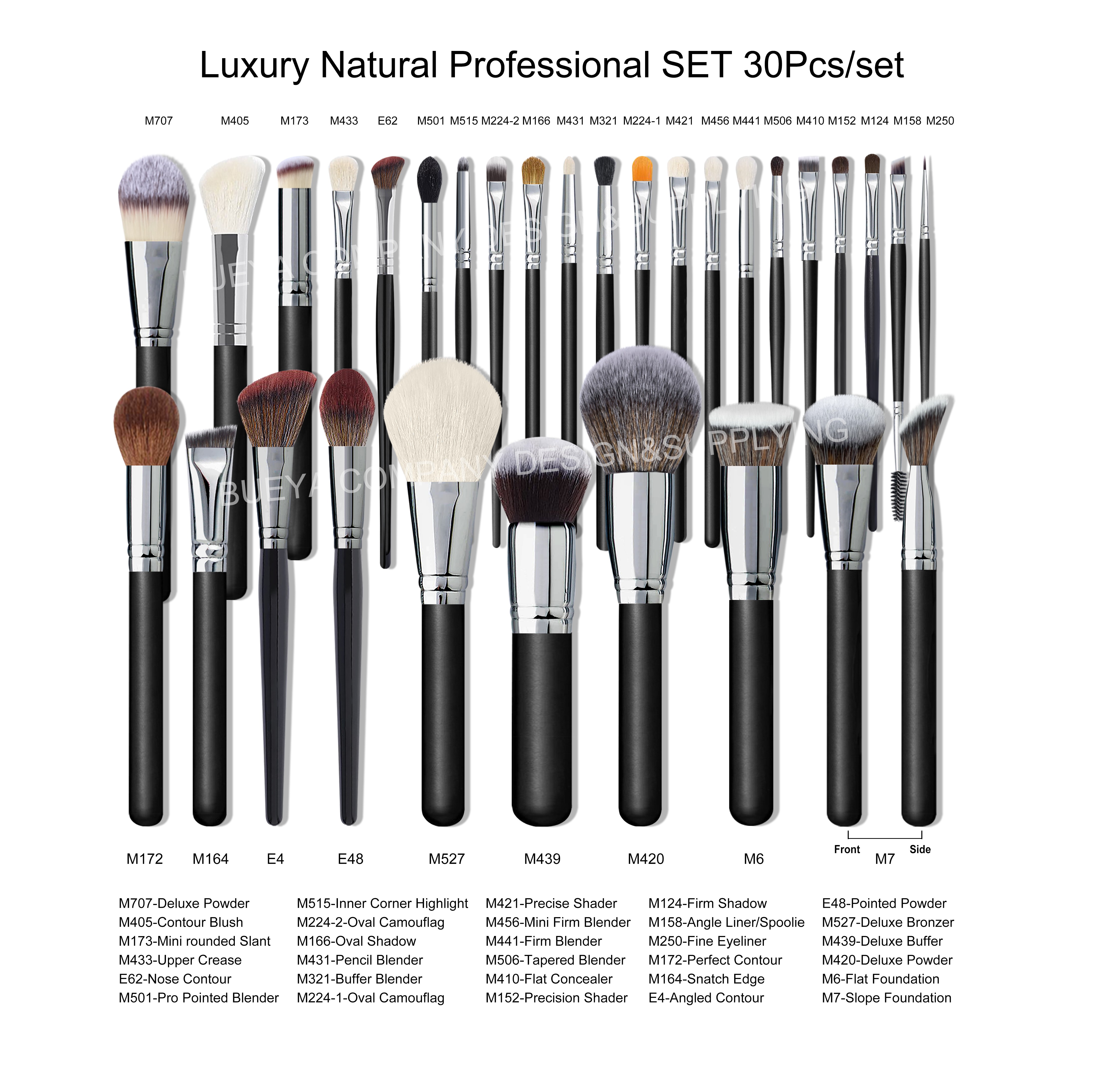 Daily Queen &amp; Morp H 30pcs Sepr Series Black Animal Goat Hair Professional Powder Foundation Eyeshadow Makeup Brush Set