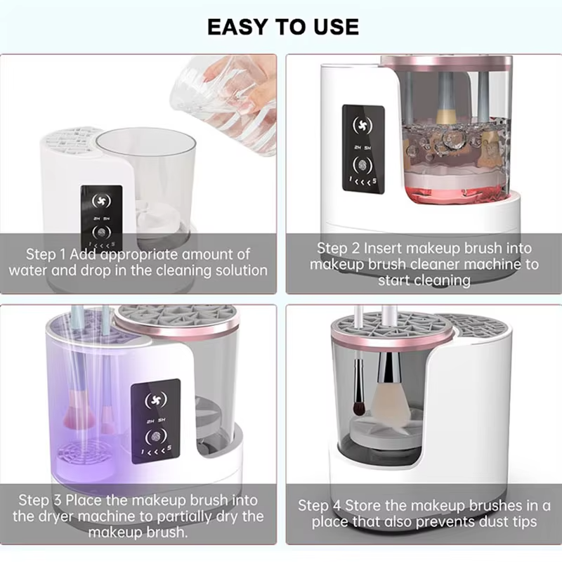 Makeup Brush Cosmetics Cleaner Machine Automatic 3 In 1 Electric Makeup Brush Cleaner And Dryer