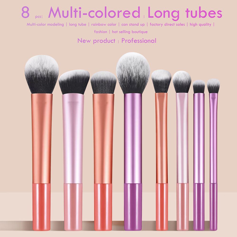 Wholesale Large 8-Piece Powder Makeup Brush Set Super Soft Professional and Cute Handle Concealer Eyeshadow Brush