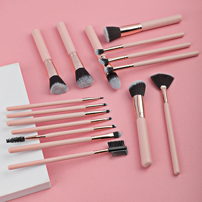 Professional 16-Piece Wood Handle Makeup Brush Set Loose Powder Foundation Brush Eye Shadow Applicator Beauty Tools for Face Use