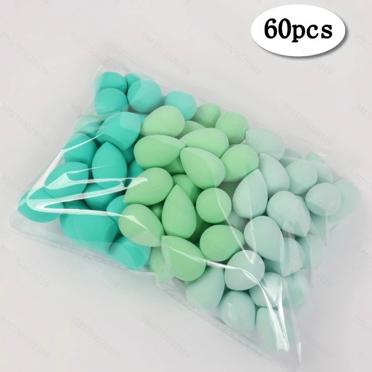 Mini Water Droplets Shaped Oblique Cut Washable 60 Piece Bagged Beauty Makeup Egg Sponge Powder Puff