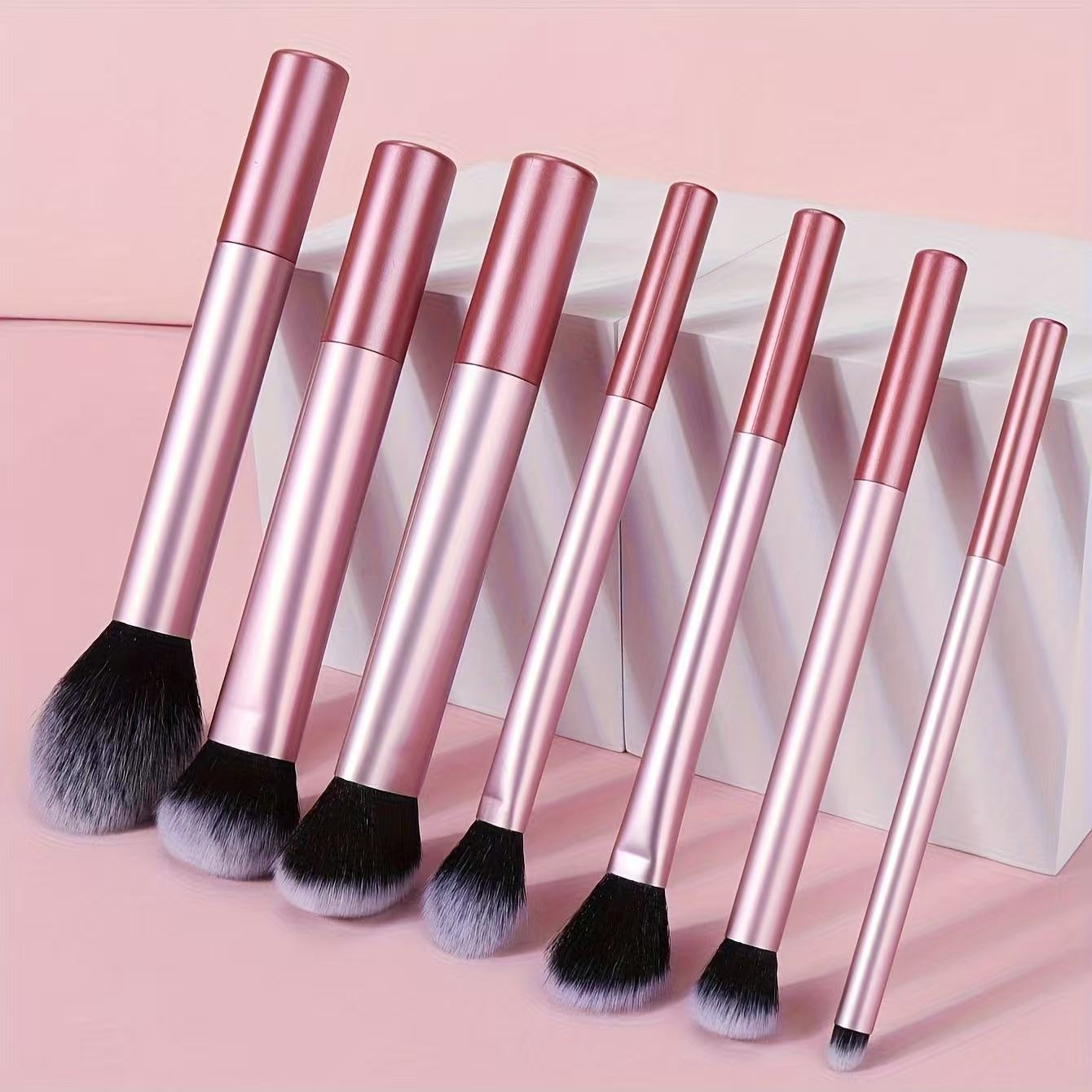 New 7pcs Large Long Tube Makeup Brush Set, Face Powder Blush Contour Kabuki Brush, Soft Eye Shadow Brush Cosmetic Brush Set