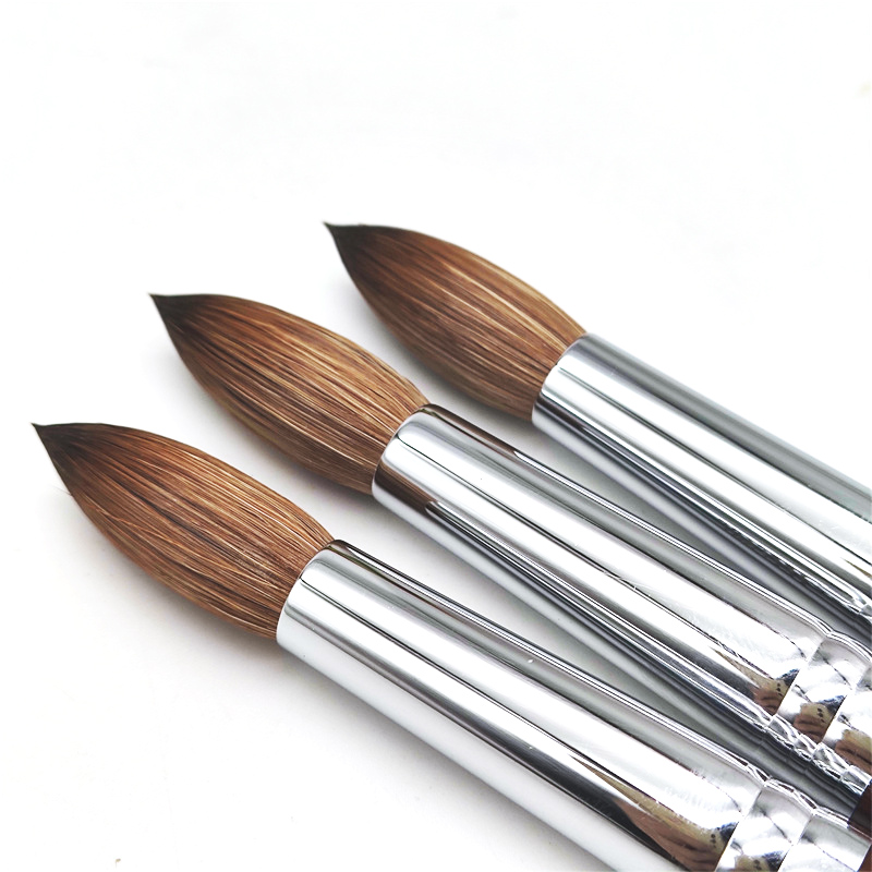 Hot Selling USA Red Wooden Handle Acrylic 100% Pure Sable Kolinsky England Acrylic Powder Brush Crimped Size 18-20