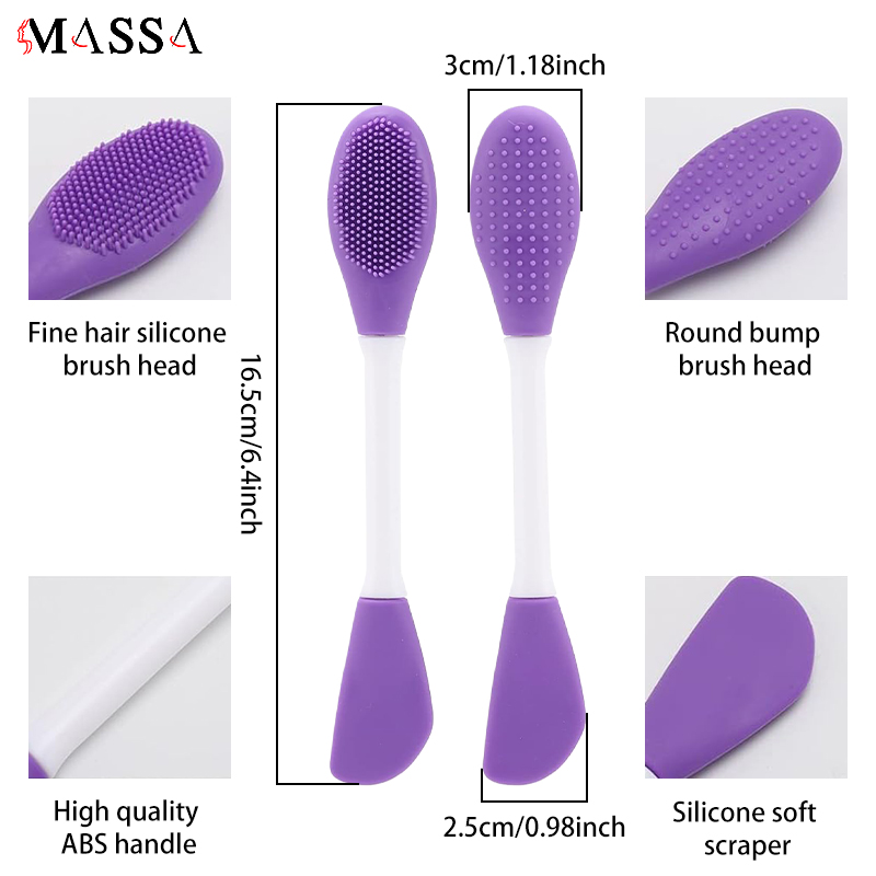 MASSA 2-in-1 Silicone Face Brush Double-Ended Facial Cleansing Mask Clay Brush Mask Applicator Makeup Tools Cleaner
