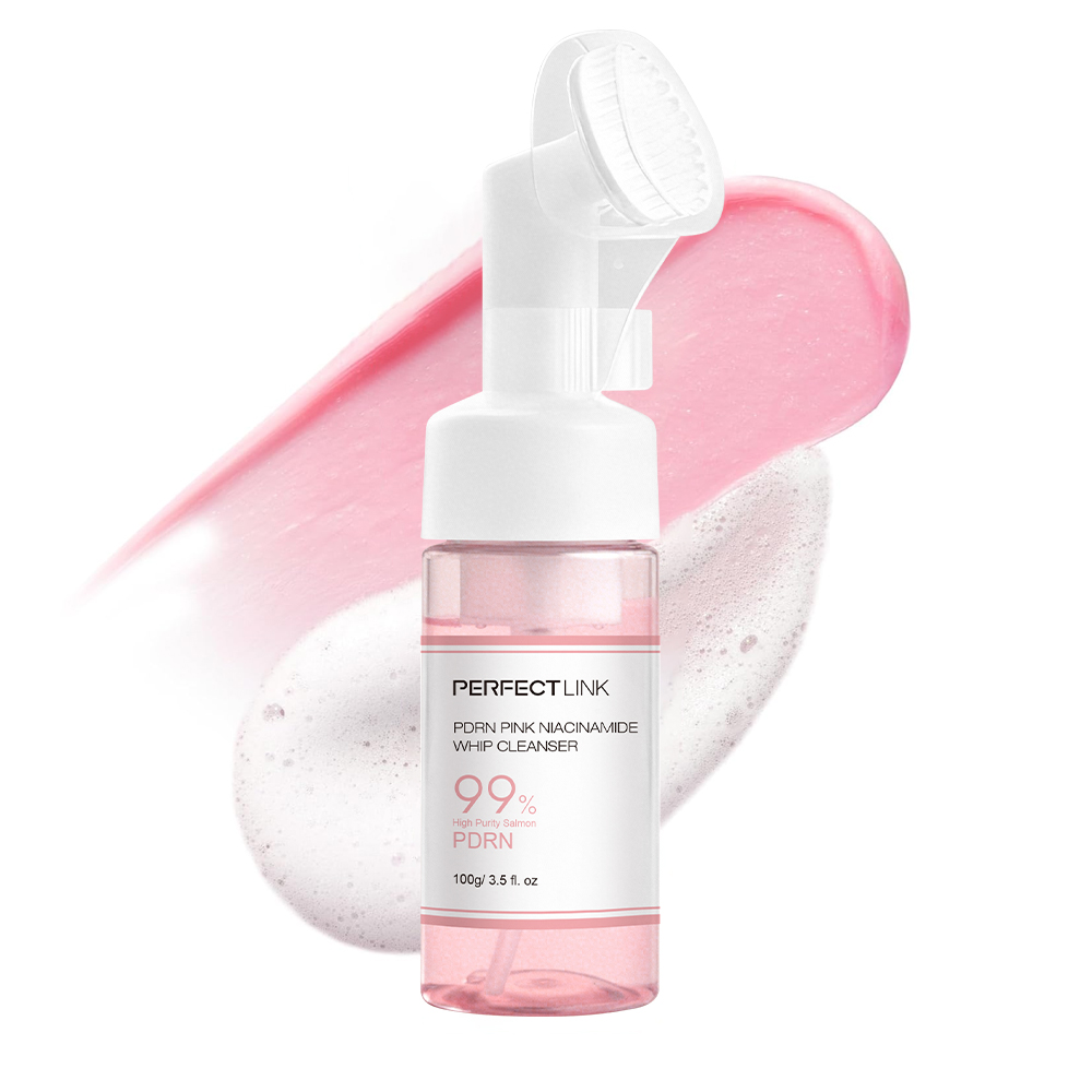 Private Label Korean Facial Brush Cleanser Pink PDRN Niacinamide Pore Deep Cleansing Salmon DNA PDRN Face Wash
