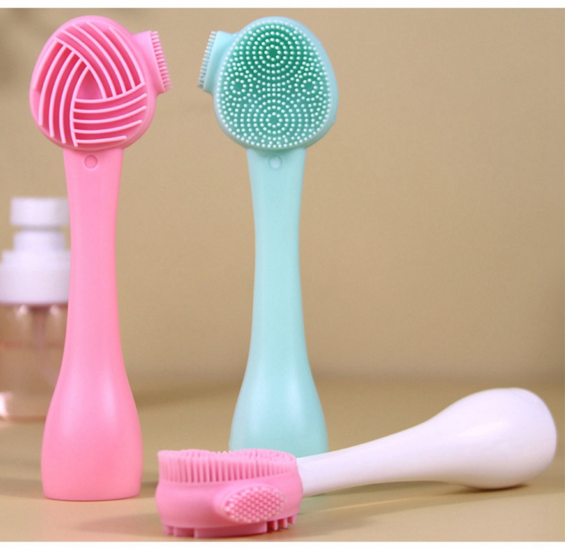 Hot Selling Double End Cleaning Brush Soft Silicone Brush Dual Cleansing Beauty Tool Custom Logo