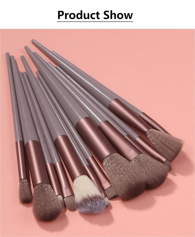 13pcs Super Soft Blush Eyeshadow Cosmetic Brush Foundation Women Flat Shape Soft Makeup Tools Bag Powder Eye Makeup Brushes Set