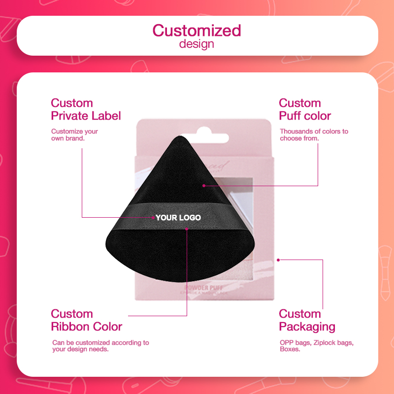 Baby pink love Cosmetic Puff for Loose Powder Puff Customized Heart Shaped Makeup Compact Setting Puffs