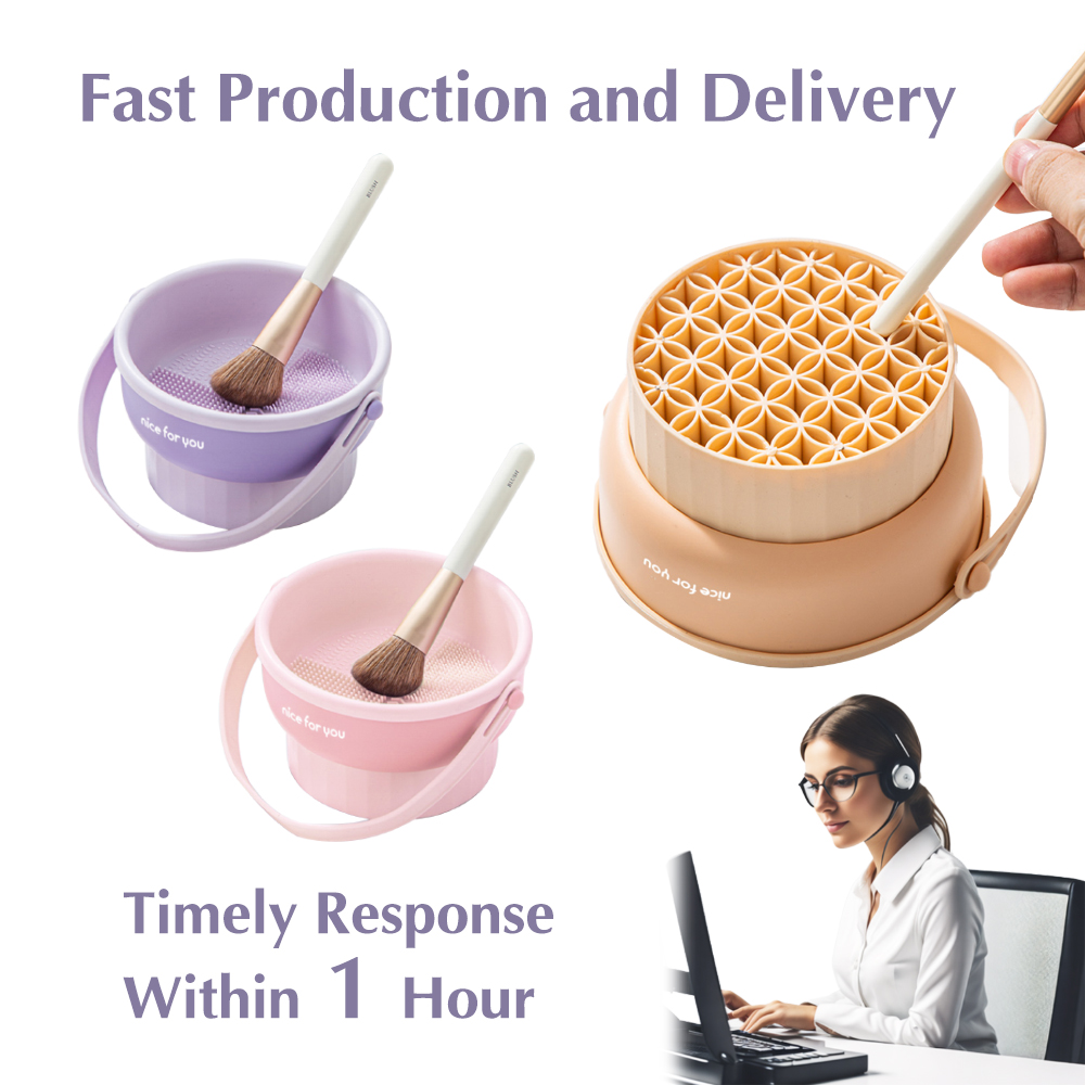 Makeup Brush Cleaner Mat 3 in 1 Silicone Makeup Brush Cleaner Bowl Cosmetic Brushes Cleaning Tool Organizer