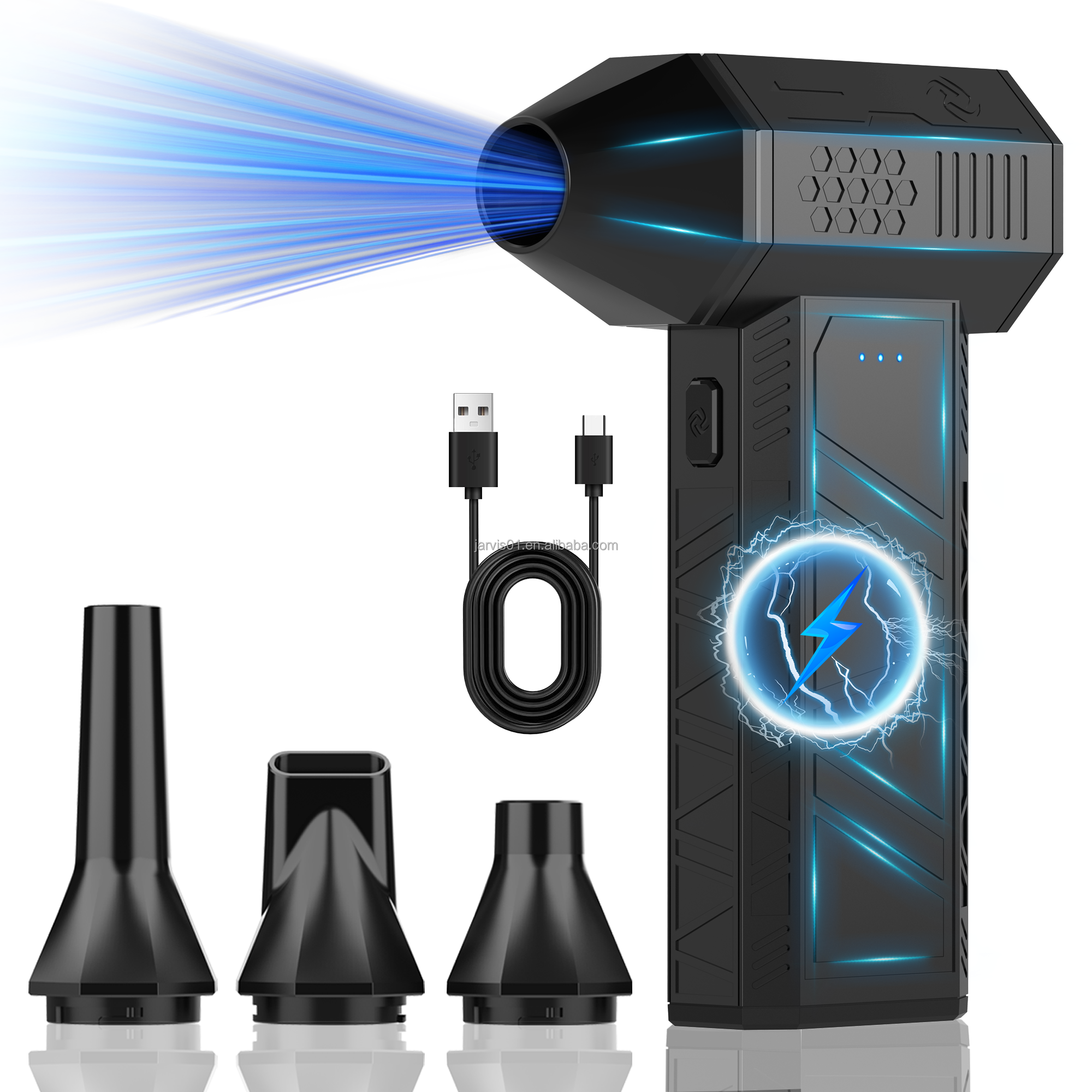 Jarvis Industrial Electric Air Duster 110000rpm Cordless Rechargeable Blower Brushless Motor 18500mAh Battery Car Cleaning Tool