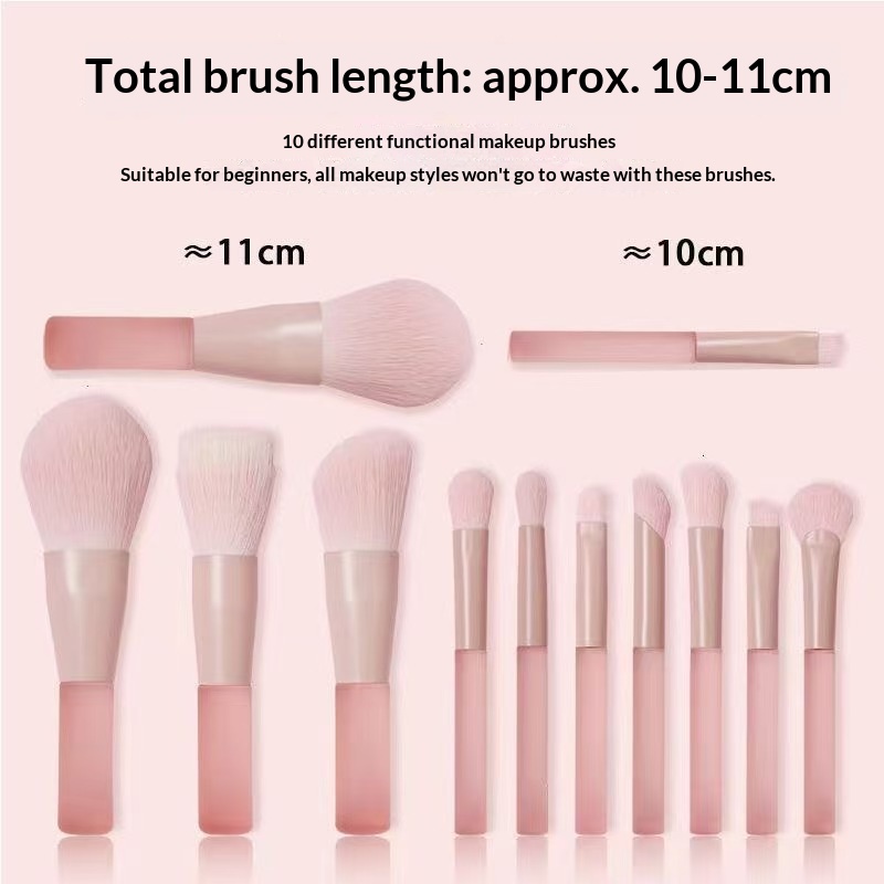 Private Label 10-Piece Synthetic Hair Face &amp; Eye Makeup Brush Set With Shaving Brush Travel-Friendly For Ladies