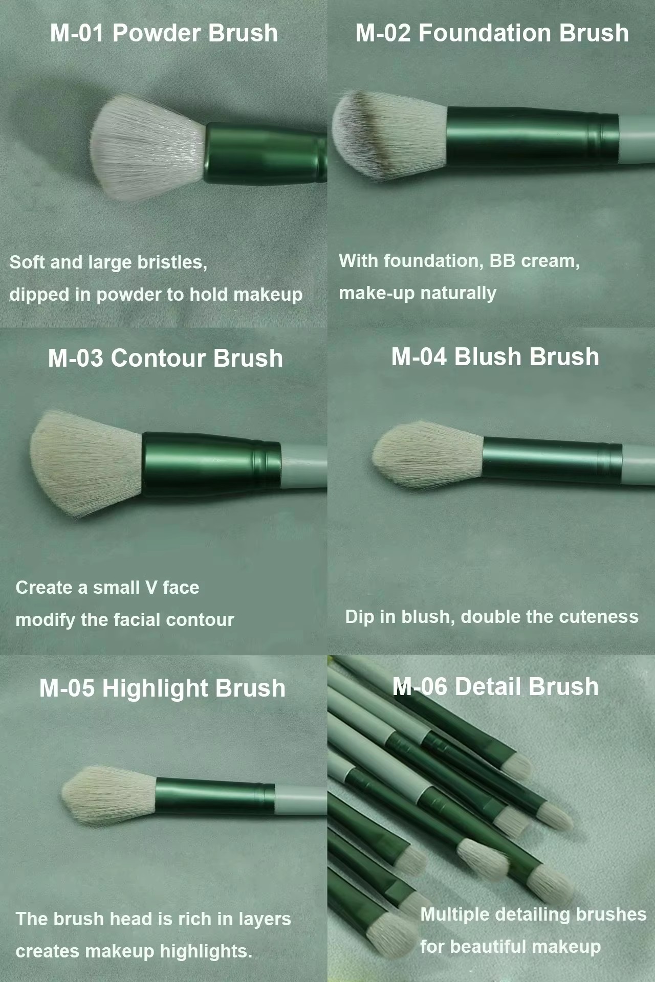 High Quality 13pcs Plastic Handle Makeup Brush Set Soft Nylon Bristles for Eyeshadow Eyeliner Cheap Price for Face Eye Makeup