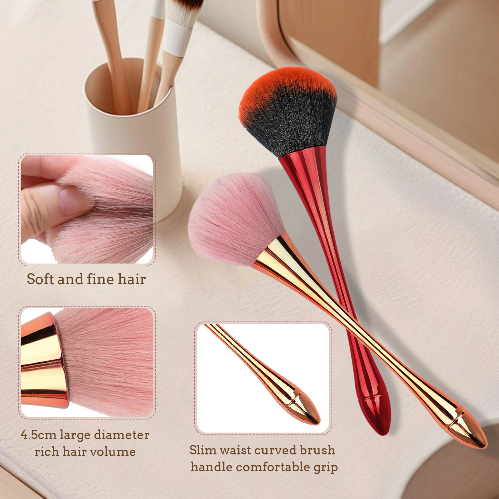 Slim Waist Nail Art Dust Brush Blusher Compatible Makeup Brush Internet Celebrity Loose Powder Brush