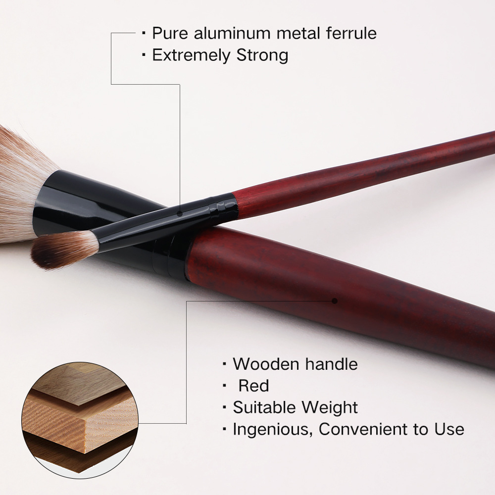 New Style Foundation Brush Set Soft Nylon Bristles Red Sandalwood Handle 16 Piece Base Makeup Brushes for Face Blending