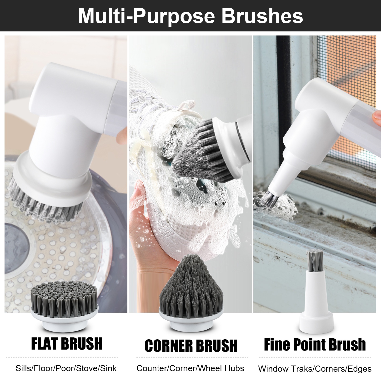 Wholesale Rechargeable Bathroom Handheld Spin Scrubber Brush Electric Scrubbers Power Scrubber For Cleaning 3 In 1 About 60mis