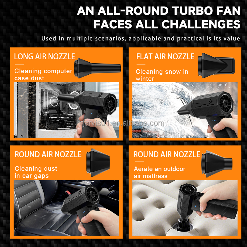 Jarvis Industrial Electric Air Duster 110000rpm Cordless Rechargeable Blower Brushless Motor 18500mAh Battery Car Cleaning Tool