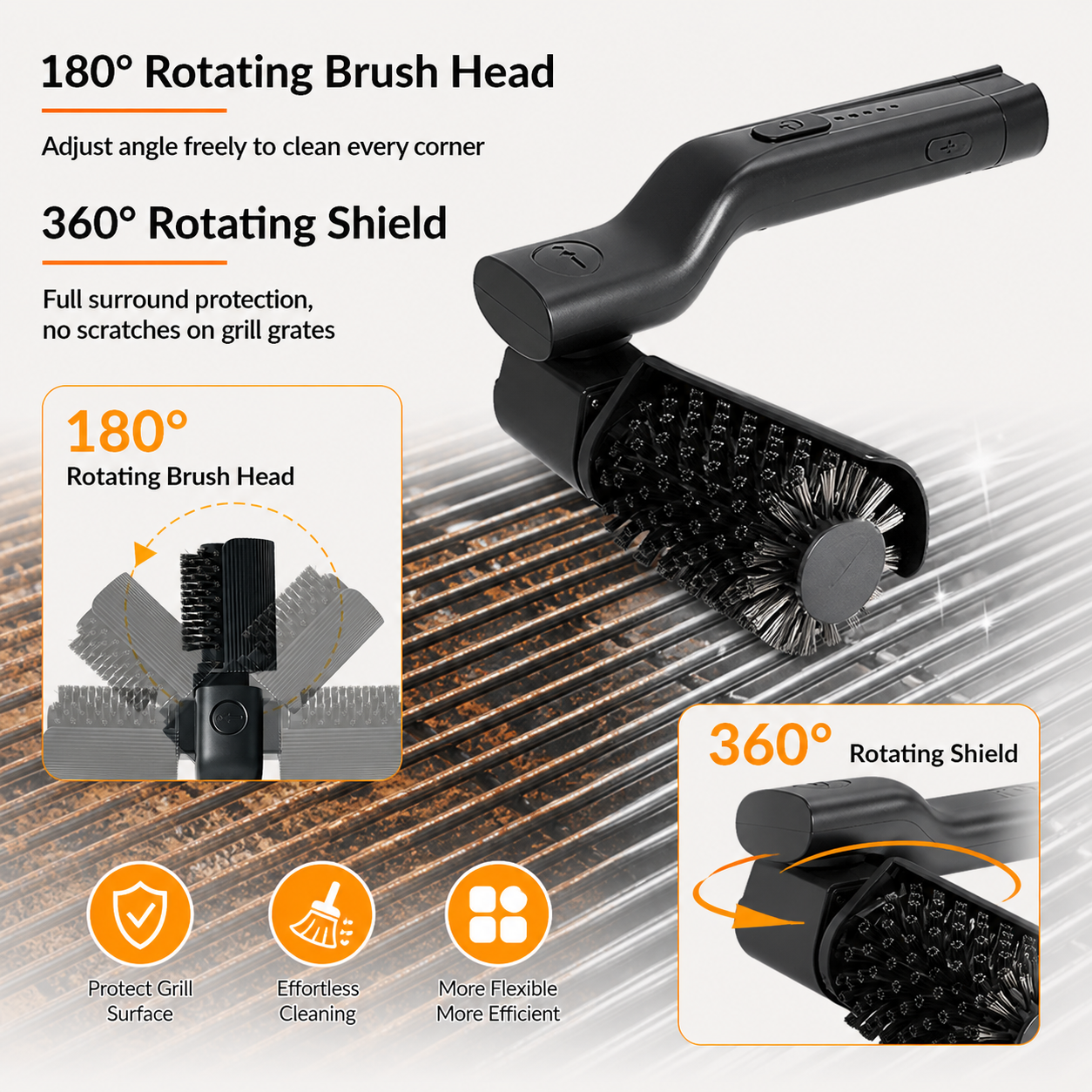 Electric Grill Cleaner Cordless Rechargeable Electric Rotary Grill Brush Upgraded Electric Grill Brush