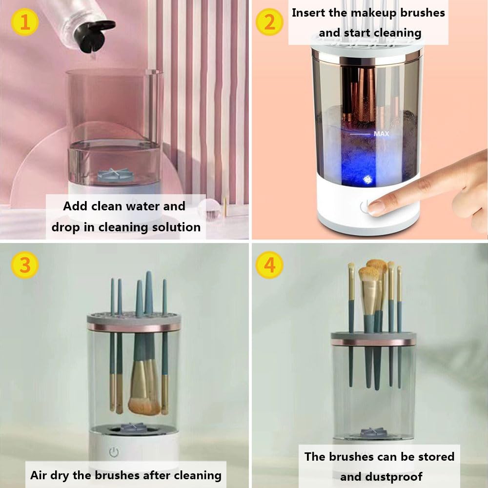 COSYDEER New Electric Makeup Brush Cleaner with Automatic Cleaning and Brush Clean Mat ABS+PC+TPE Material