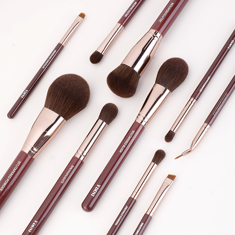 YDINI Wholesale Custom Logo 10pcs Private Label Brushes Make up Kabuki Foundation Makeup Brush Set