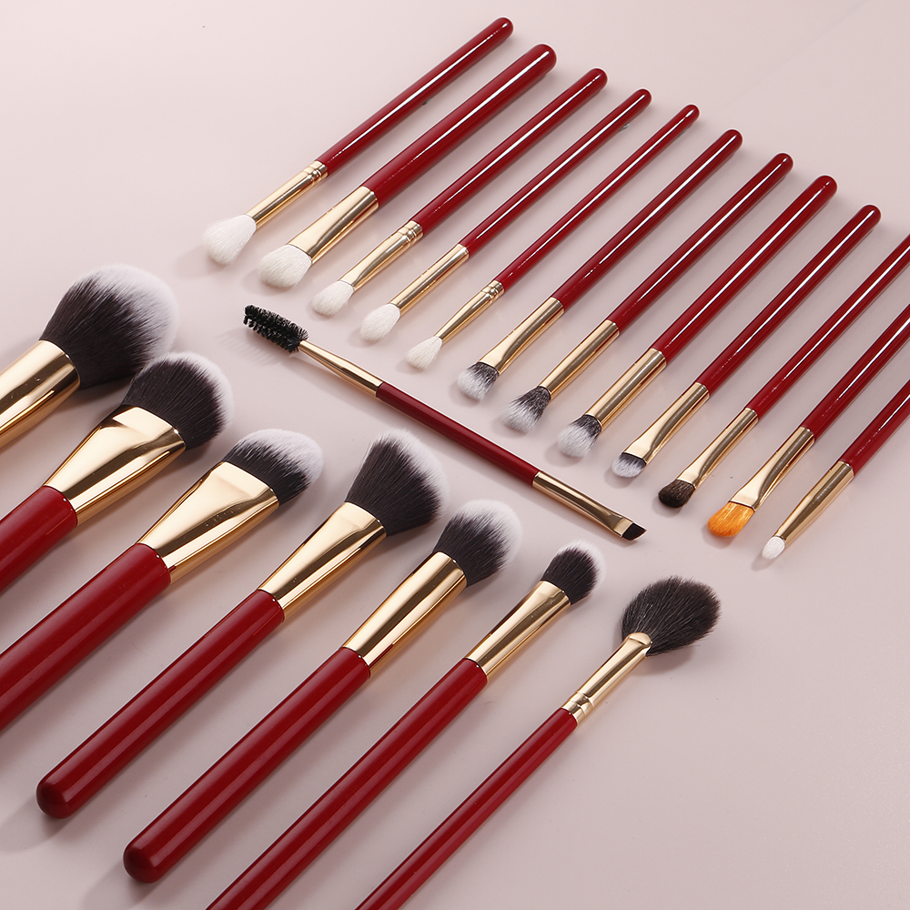 Luxury 20pcs Professional Red Synthetic Makeup Brush Set Eyebrow Foundation Makeup Brush Set Private Label Make up Brushes