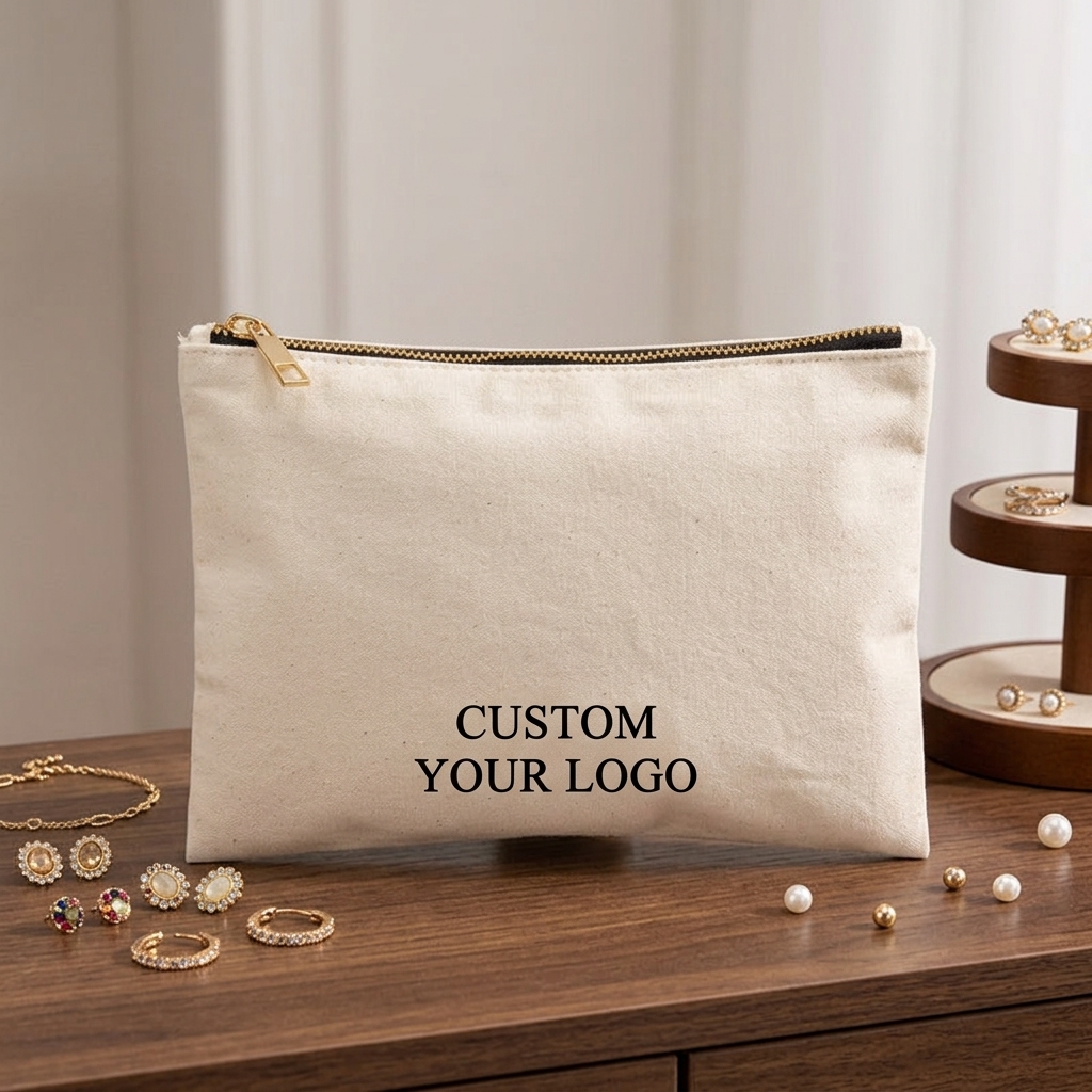 Wholesale Custom Logo Canvas Zipper Pouch Large Capacity Multi Color Small Makeup Bag Portable Travel Eco-Friendly Cosmetic Bag