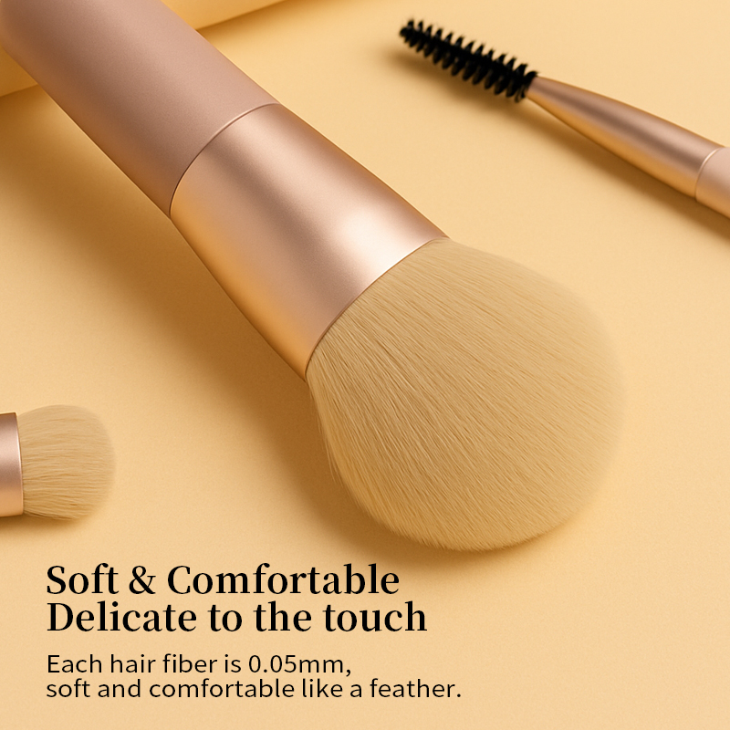 Premium Mini 8-Piece Travel Makeup Brush Set Soft Synthetic Bristles Fan Brush Thickened Alumina Tube-Gift Kit for Face