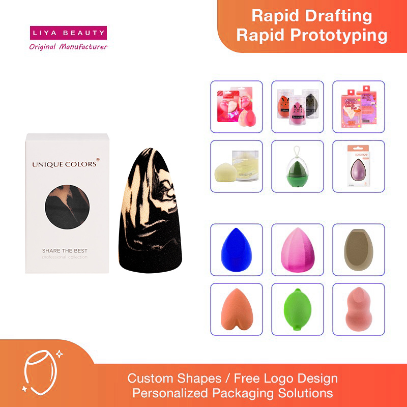 Custom Color Ultra Soft Makeup Sponge OEM Latex Free Marble Waterdrop Beauty Sponge Blender for Foundation Use