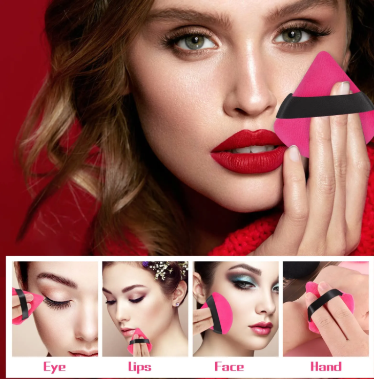 HMU Custom Logo Triangle Soft Cosmetic Sponge Loose Powder Puff Private Makeup Application Velour Makeup Compact Cosmetics Puff