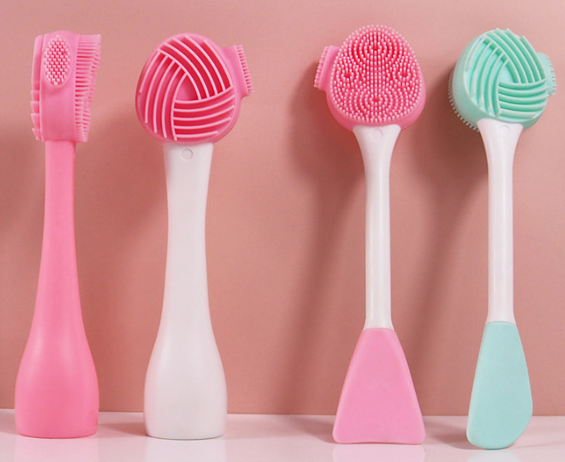Hot Selling Double End Cleaning Brush Soft Silicone Brush Dual Cleansing Beauty Tool Custom Logo