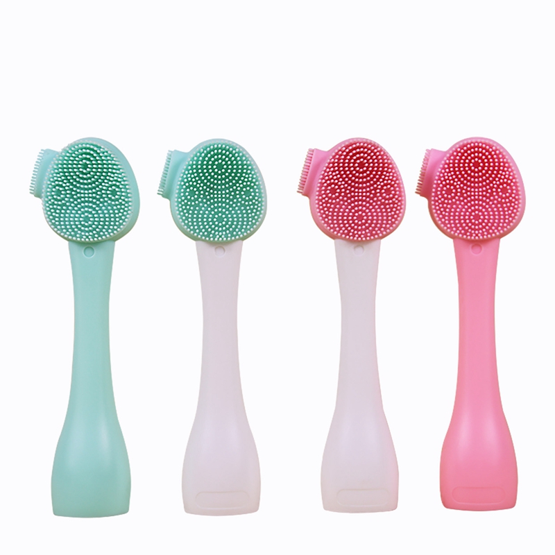 Double End Cleaning Brush Soft Silicone Brush Dual Cleansing Beauty Tool Custom Logo