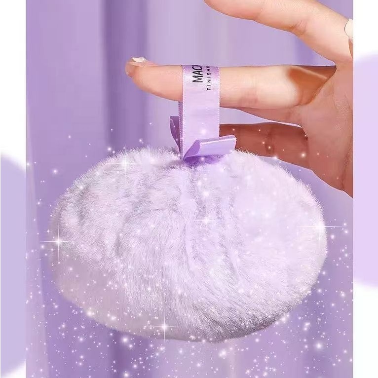 Women's Custom Logo Cotton Powder Puff Washable Wet/Dry Makeup Glitter for Face and Body Highlighting Powder Puff