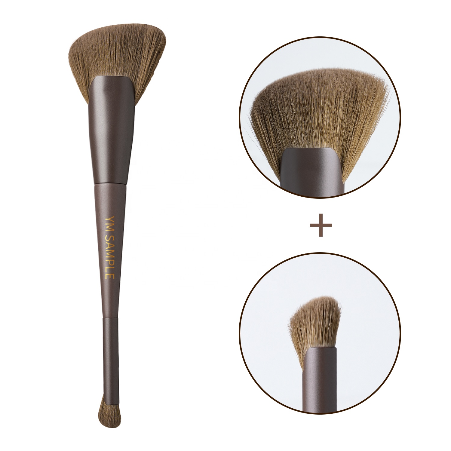 Vegan Luxury High-End Customizable Flat Fan Brush For Face Concealer Eyeliner &amp; Eyebrow Pencil Vintage Style Makeup Brush Set