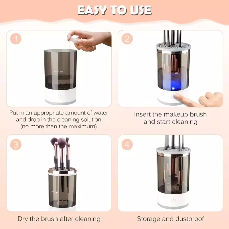 Electric Makeup Brush Cleaner Rechargeable Makeup Brushes Cleaning Tool Automatic Makeup Brush Cleaning Stand Device