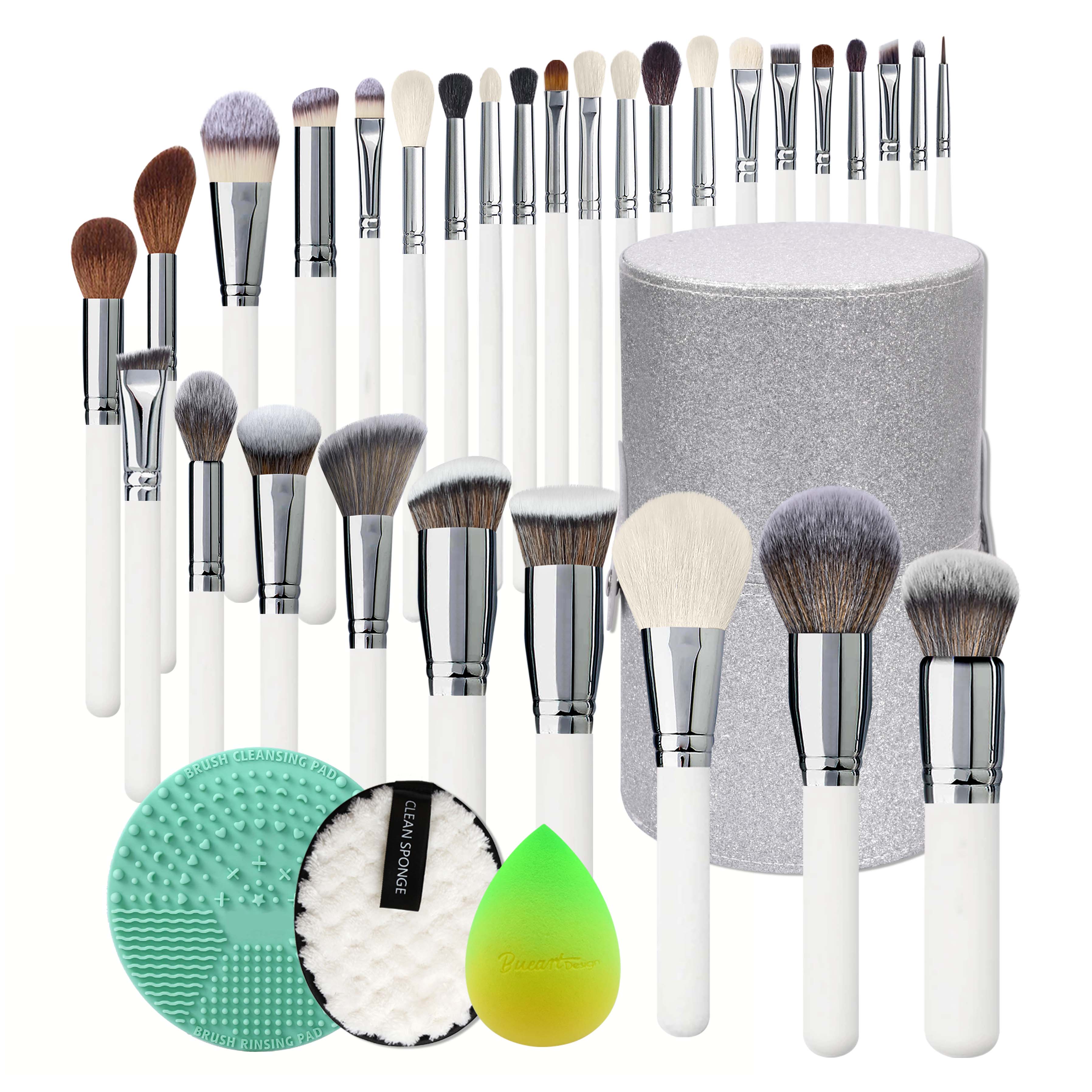 DailyQueen 30PCS High Quality GOAT Natural Hair PROFESSIONAL Pink White Black Makeup Brush Set Private Label Make up Foundation