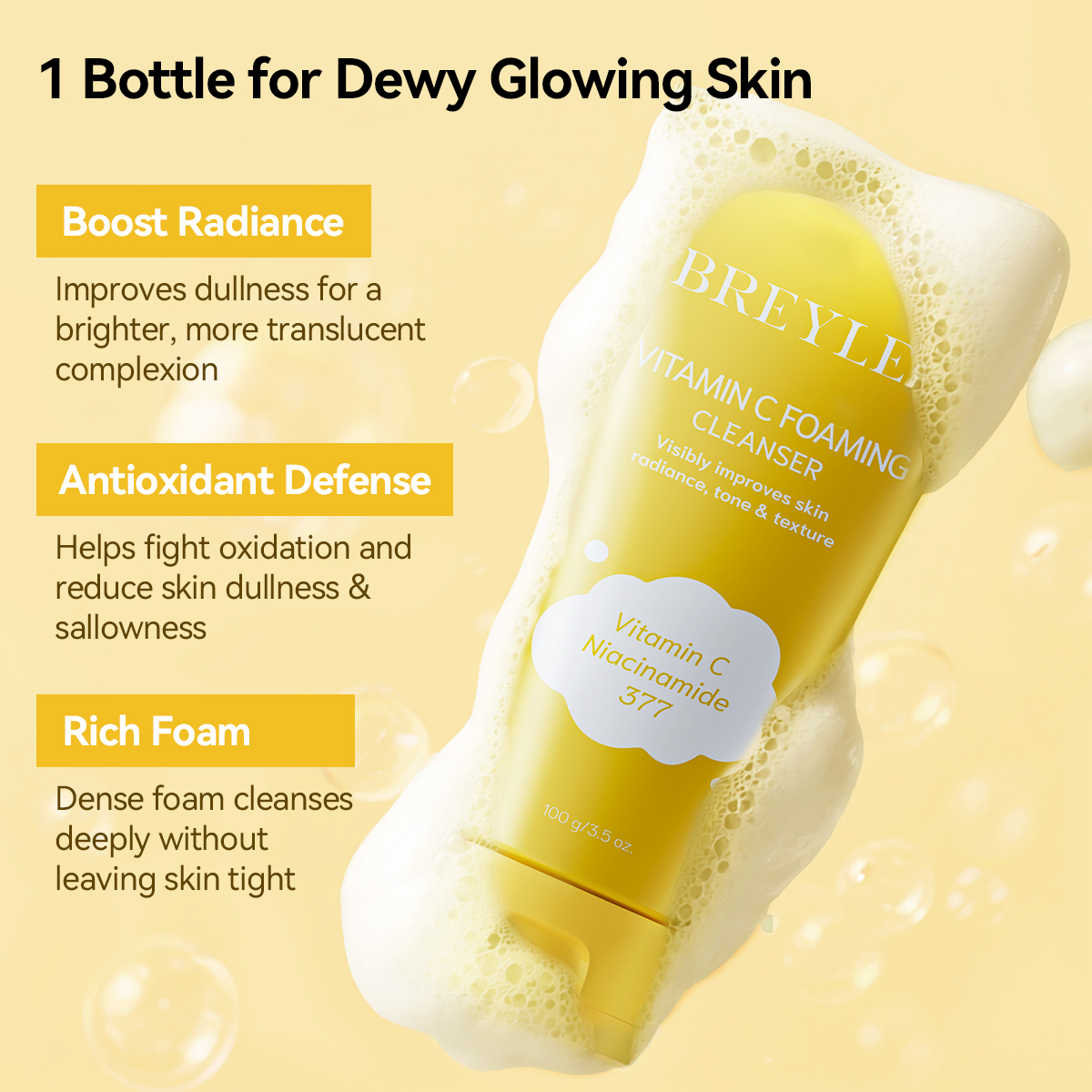 BREYLEE New Arrival Product VITAMIN C FOAMING CLEANSER Facial Face Moisturizer Wash Facial Cleanser