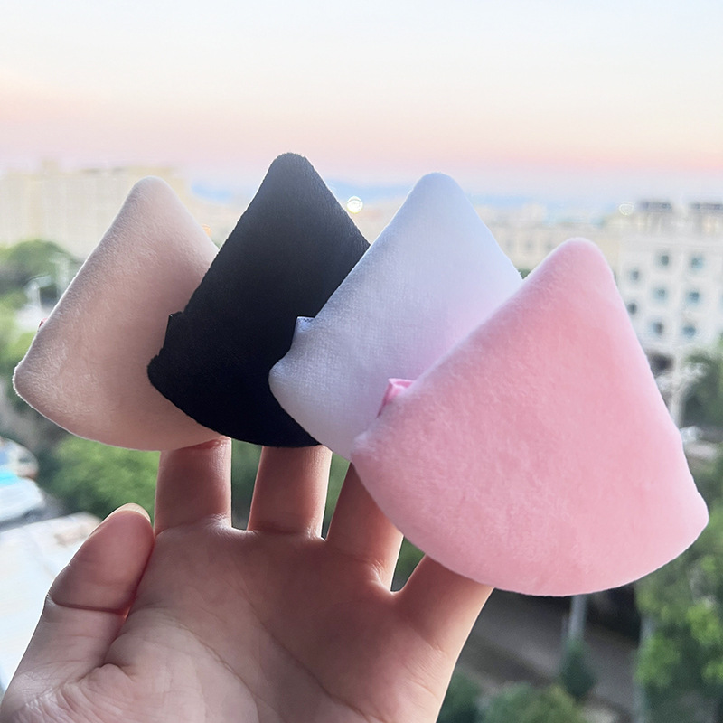 HMU Custom Logo Triangle Soft Cosmetic Sponge Loose Powder Puff Private Makeup Application Velour Makeup Compact Cosmetics Puff