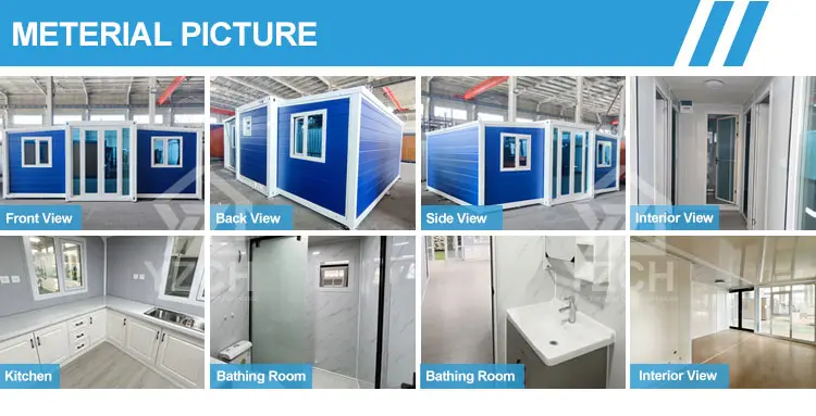 Expandable folding container house setup