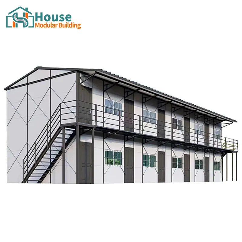 Custom two-story dark-colored K-shaped prefabricated house
