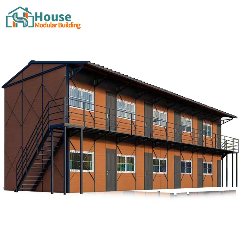 Custom two-story woodgrain luxury prefabricated residence