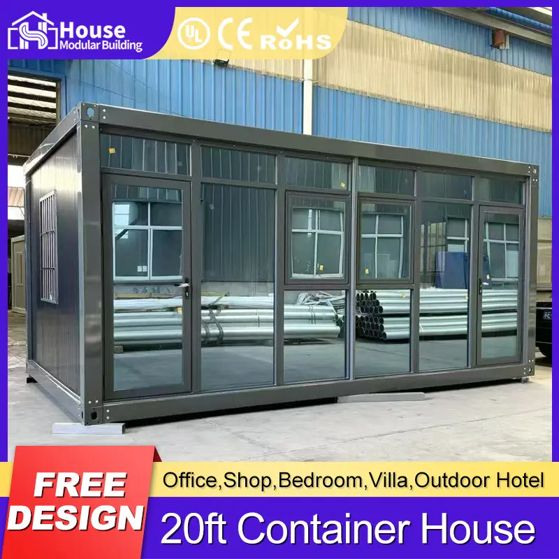 Custom 20ft Black Office Container with Glass Curtain Wall Manufacturers, Company